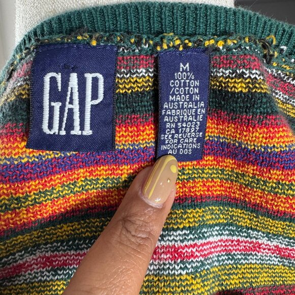 GAP 90s Y2K Vintage Celtic Scandinavian Fair Isle Funky Sweater Vest (SZ M) - Picture 12 of 13